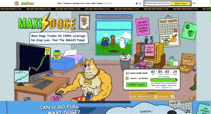 访问 Maxi Doge 官方预售网站