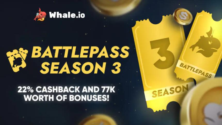 Whale.io 推出 Battlepass 第三季，提供价值 77,000 美元的加密赌场奖励
