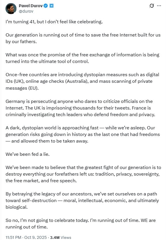 Telegram 创始人杜罗夫警告称‘免费互联网正在消亡’——Toncoin 能解决这个问题吗?