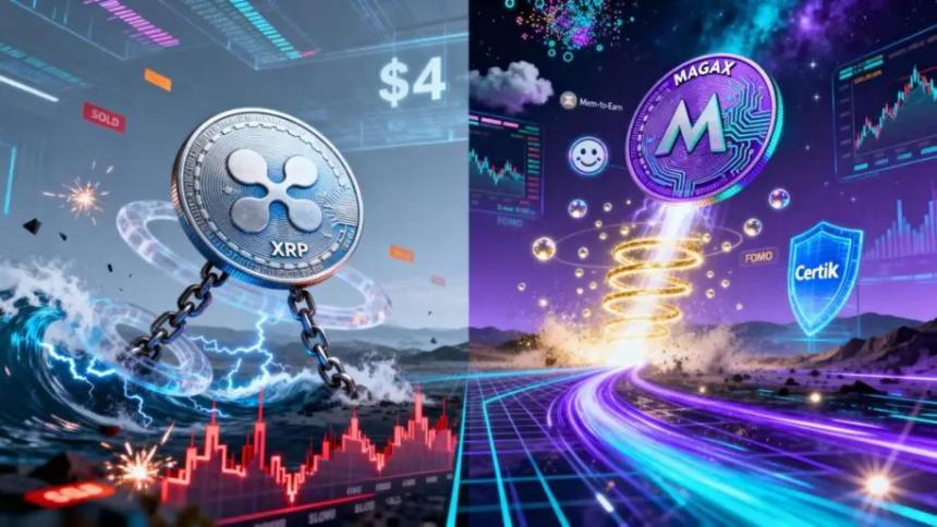 Ripple多头艰难推动XRP迈向4美元关口,MAGAX第三阶段预售逆势崛起
