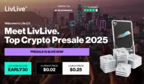 2025年加密货币新星:LivLive ($LIVE) 预售突破200万美元,超越ADA、HYPE、NPT和ANIMUS