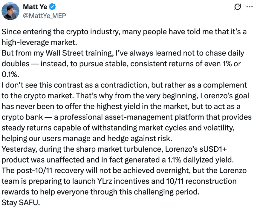 Lorenzo sUSD1+：极端波动行情下的流动性红利