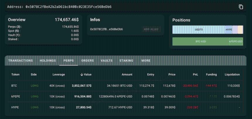  James Wynn 回归！建仓 480 万美元 BTC、PEPE、HYPE 多头 