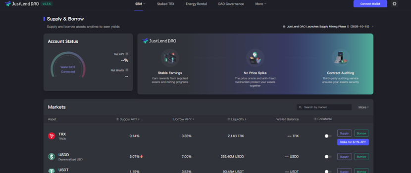 JustLend DAO功能模块集成图