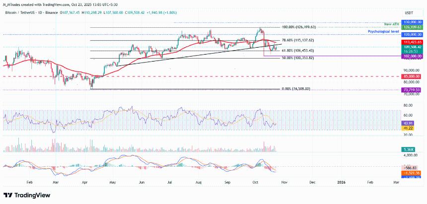 比特币价格预测:尽管 ETF 资金流入情况不一,BTC 仍将回升至 110,000 美元
