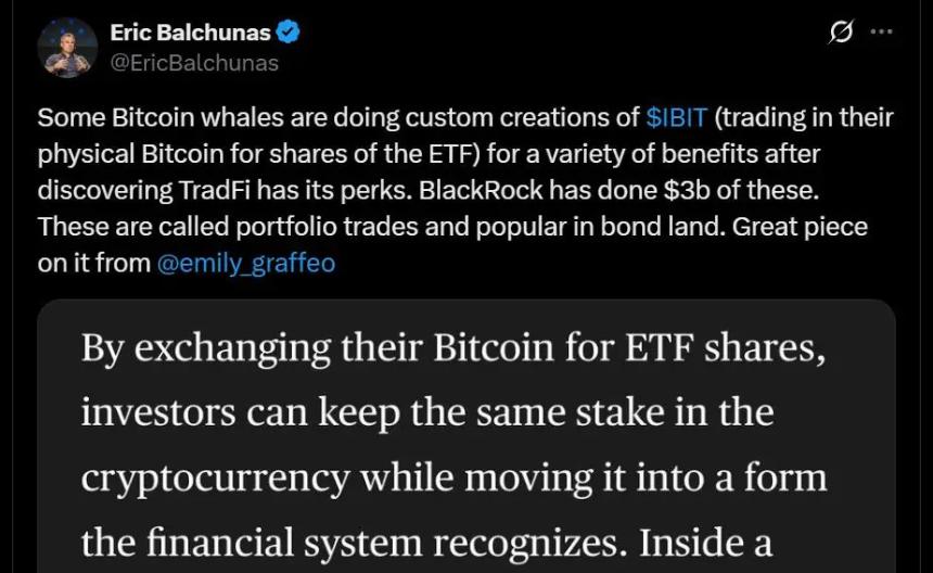 比特币鲸鱼资金大规模转向ETF
