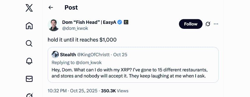 Kwok's latest XRP $1,000 comment