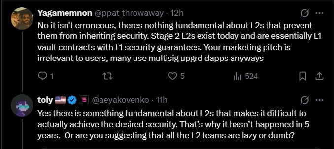 Solana联合创始人质疑以太坊L2安全性，称其“存在根本性缺陷”