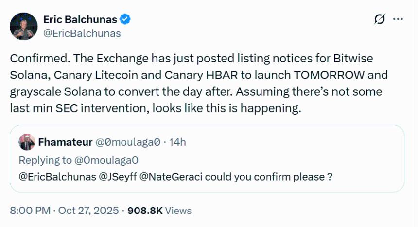Solana ETF上市或将在首年吸引60亿美元资金，SOL正式迈入‘主流资产’行列