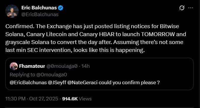  Solana、Litecoin、Hedera ETF 在纽约证券交易所上市——首次无需 SEC 审查！ 