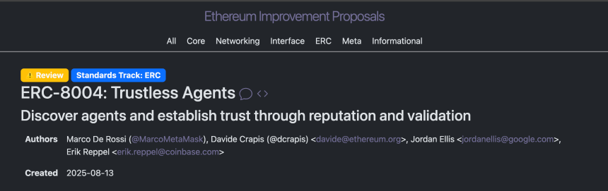 接棒x402?是时候关注一下ERC-8004了