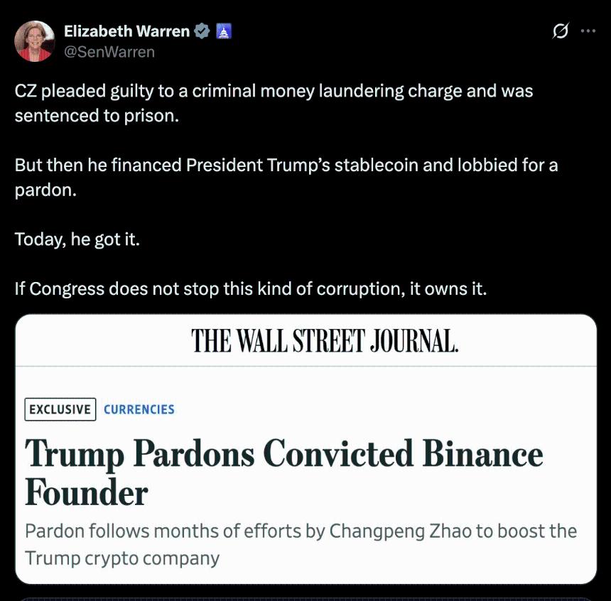  CZ威胁对参议员伊丽莎白·沃伦提起诽谤诉讼 