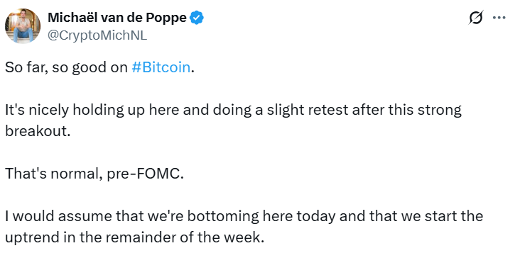  比特币价格下滑，但如果支撑位维持，分析师仍看涨 