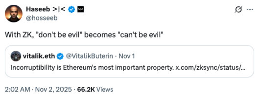 ZKsync获Vitalik盛赞:最快zkVM助力以太坊生态革新