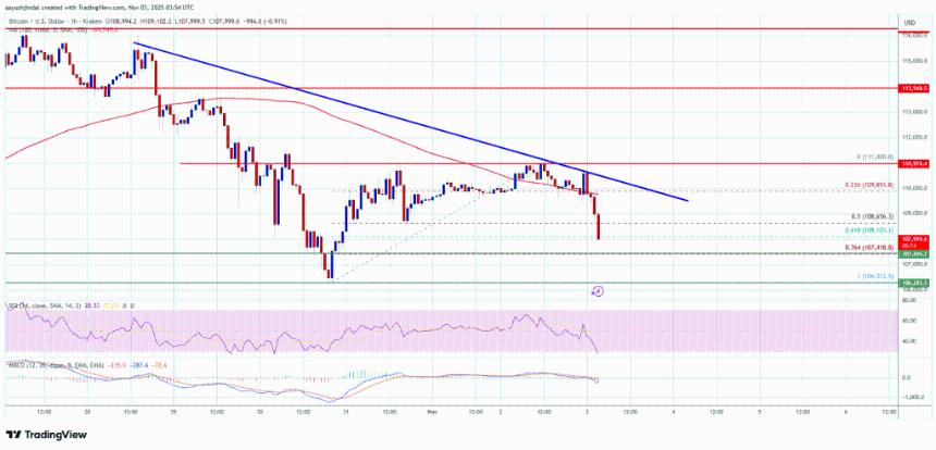 比特币跌破11万美元大关 加密市场看跌情绪升温