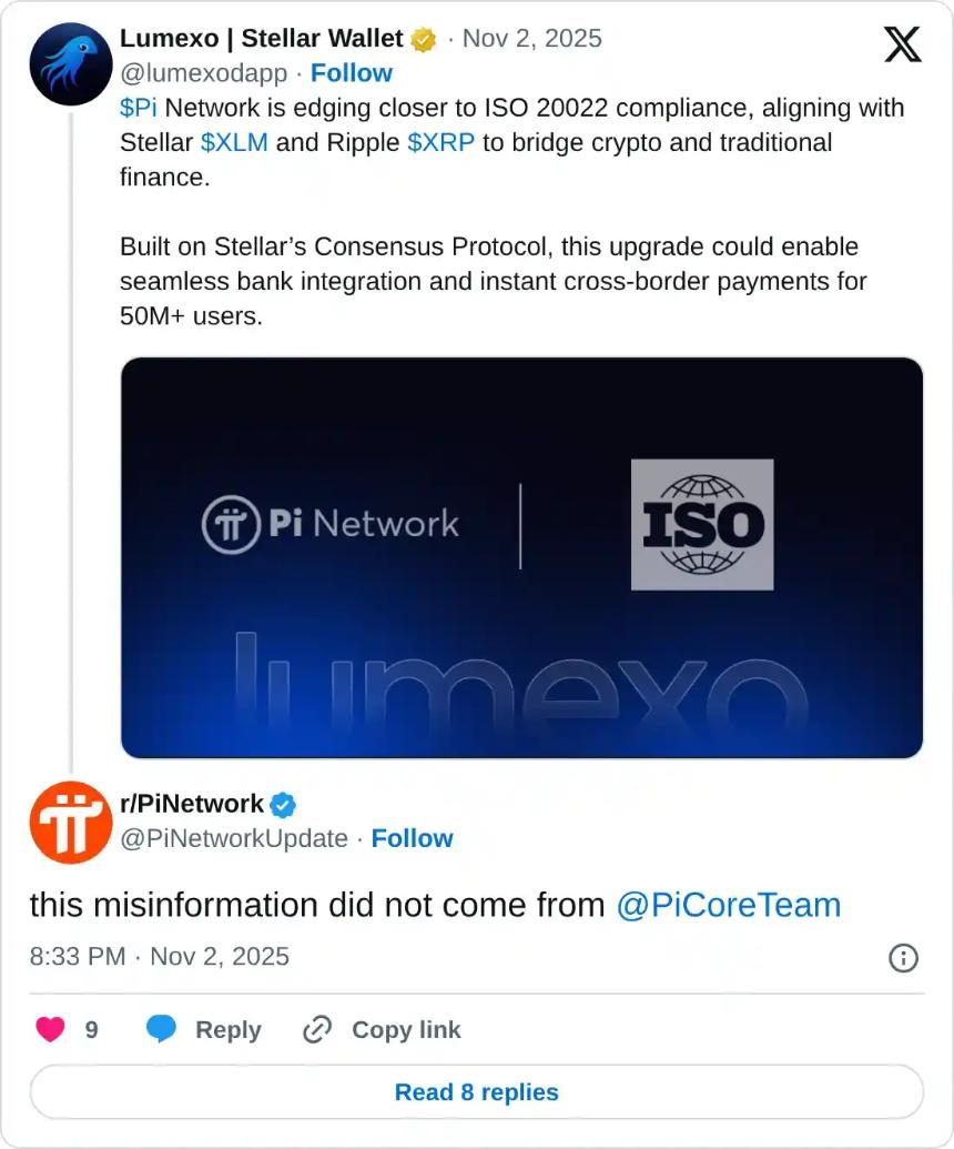 Pi Network价格分析：ISO 20022传闻平息后PI代币延续回调趋势