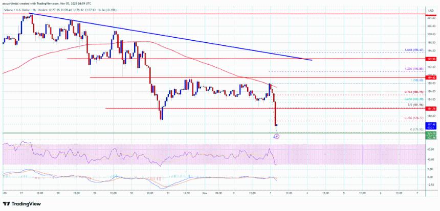 Solana (SOL) 价格持续下挫——空头占据主导，反弹阻力重重