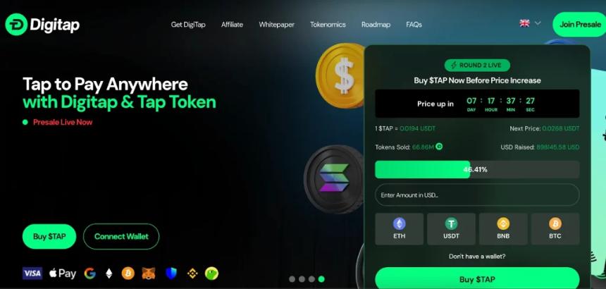  上市前最值得入手的3个加密货币预售项目——Digitap ($TAP)、BlockDAG和Pepenode 备受瞩目 