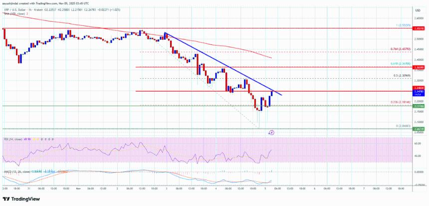 XRP价格目标反弹；交易员关注2.30美元阻力位