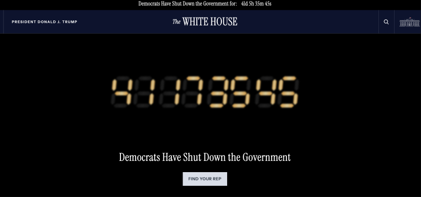 白宫政府停摆计时器