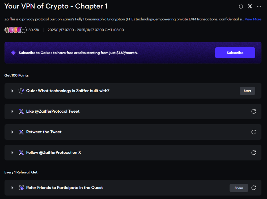 热门交互合集 | Moonbirds集徽章；Zaiffer新增Galxe任务（11月19日）