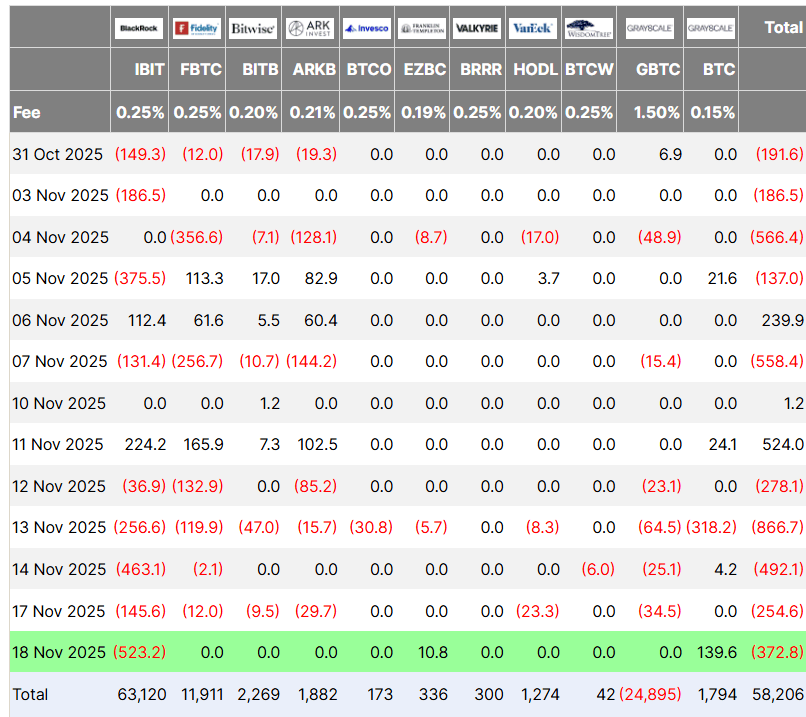 贝莱德领头：11月比特币ETF资金外流近30亿美元创纪录