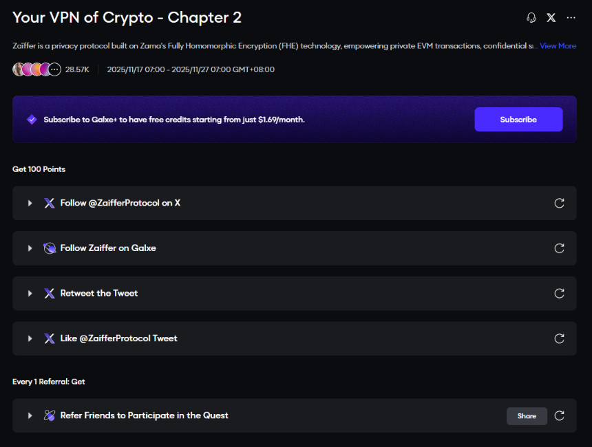 热门交互合集 | Moonbirds集徽章；Zaiffer新增Galxe任务（11月19日）