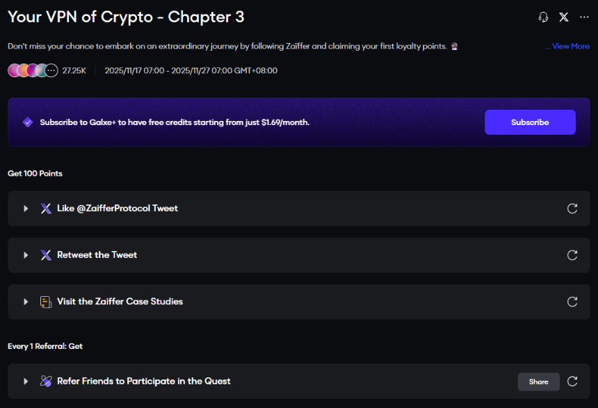 热门交互合集 | Moonbirds集徽章；Zaiffer新增Galxe任务（11月19日）