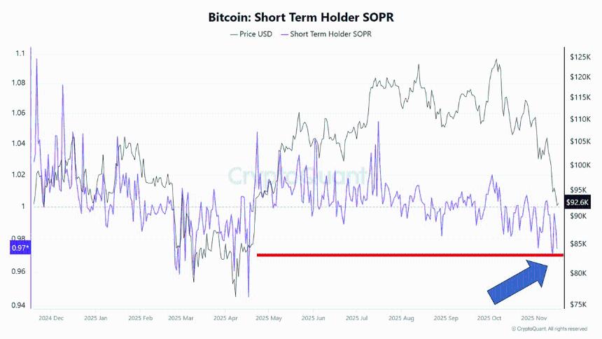 比特币在9万美元附近出现投降式抛售：典型的后期恐慌结构正在形成