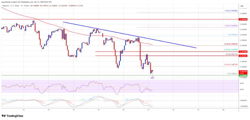  狗狗币 (DOGE) 再次下跌，交易者情绪日益看跌 