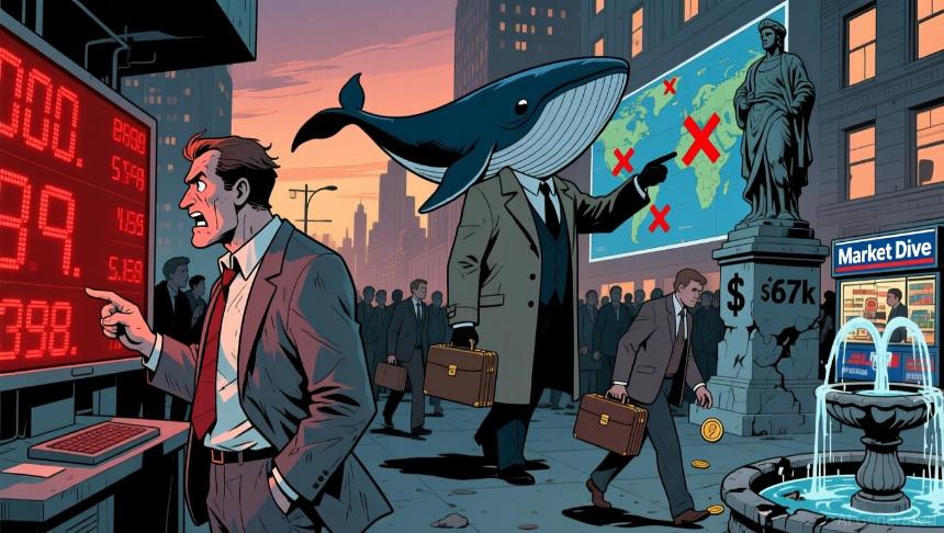 比特币逼近6.7万美元：巨鲸杠杆与ETF资金外流引发市场震荡