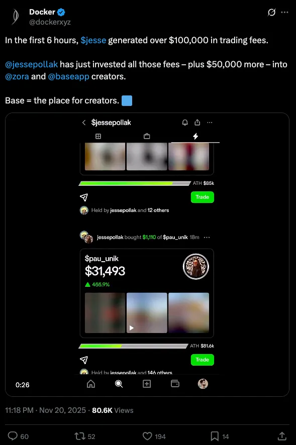 我们可能误解了$JESSE,这是在给Base链创收
