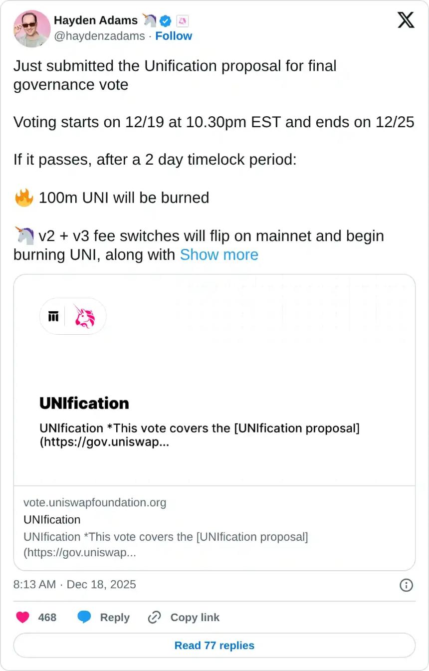 Uniswap价格预测：UNI价格反弹，此前网络就销毁1亿枚代币的提案进行投票