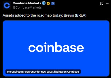 Brevis Crypto已确认上线Coinbase:BREV的发布是否指日可待?
