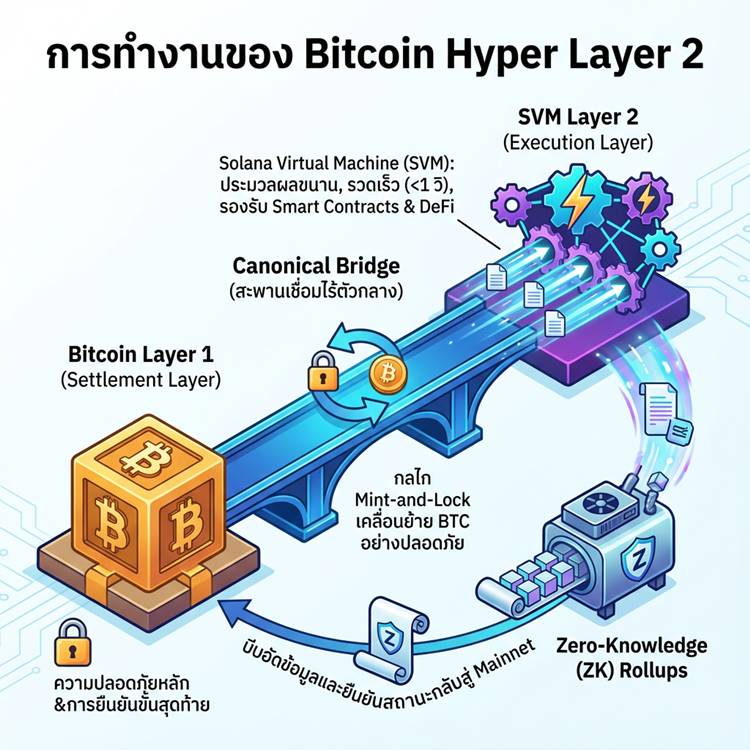 Bitcoin Hyper Layer 2 diagram 连接比特币、SVM和ZK Rollups