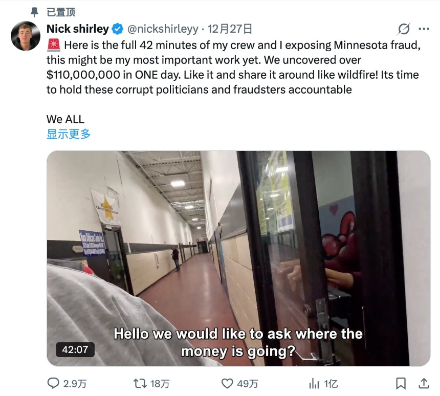 美国独立调查记者Nick Shirley引发社会热议并发行个人代币