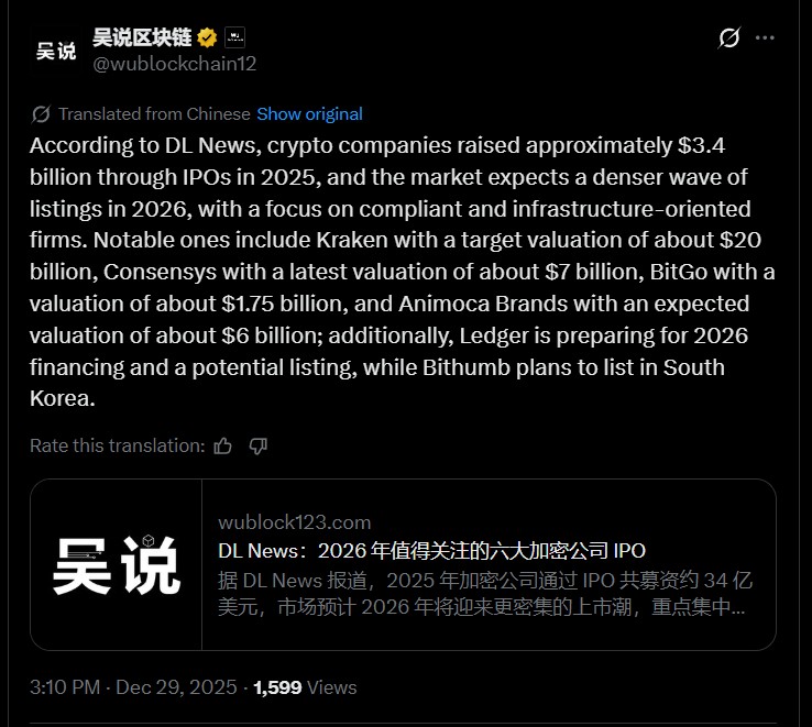 2026年加密货币IPO将迎来新高潮：六大项目引领行业变革