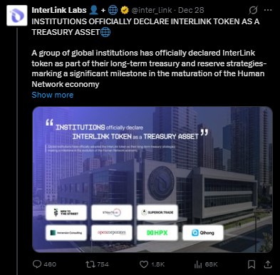 Interlink Network上市日期临近:ITL代币被指定为国库资产