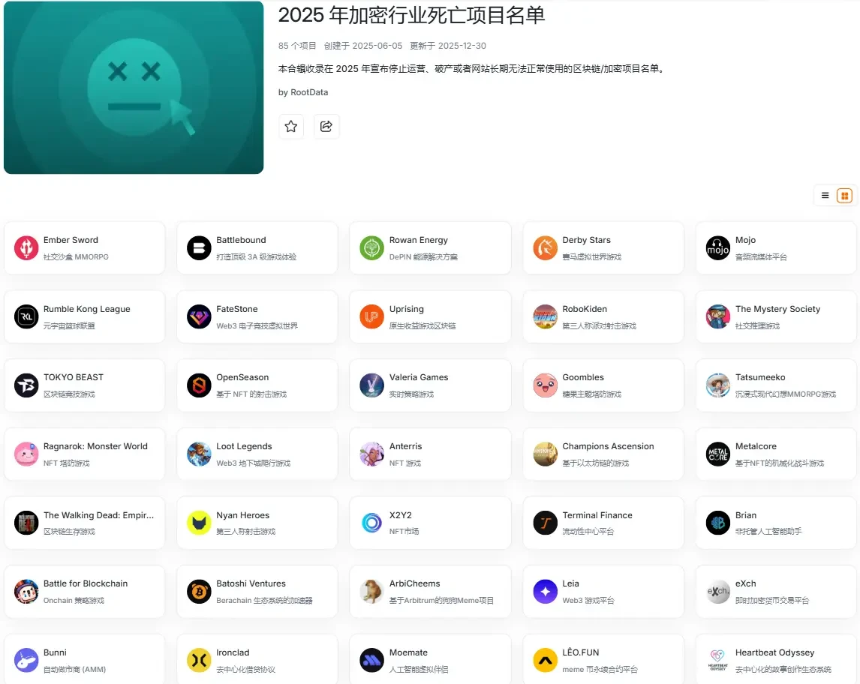2025年加密行业寒冬：项目「死亡」全景剖析