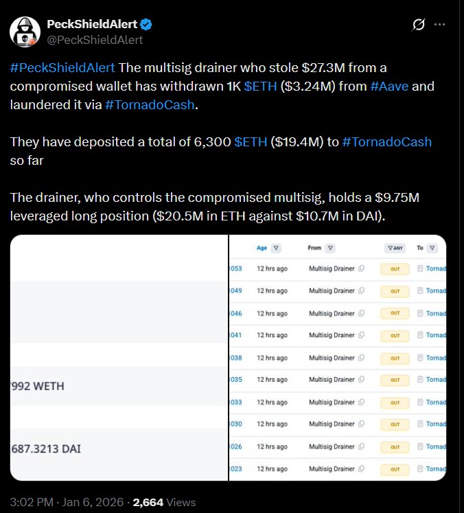 加密货币黑客警报:多重签名设置不当导致2730万美元以太坊洗钱案