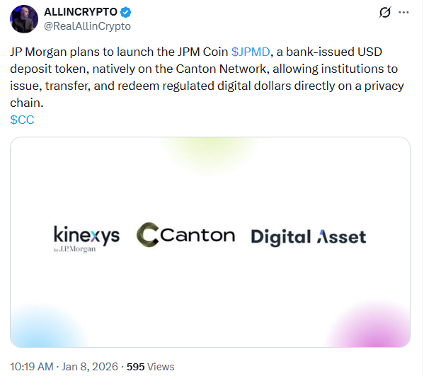 摩根大通Coin Canton的推出标志着摩根大通向多链金融转型