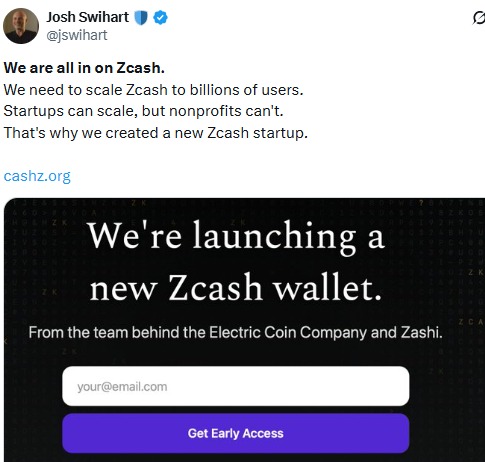  前 Zcash 开发人员在 ECC 分拆后推出新的隐私钱包 CASHZ 