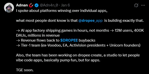 Dropee空投2026年第一季度上线：五阶段TGE计划