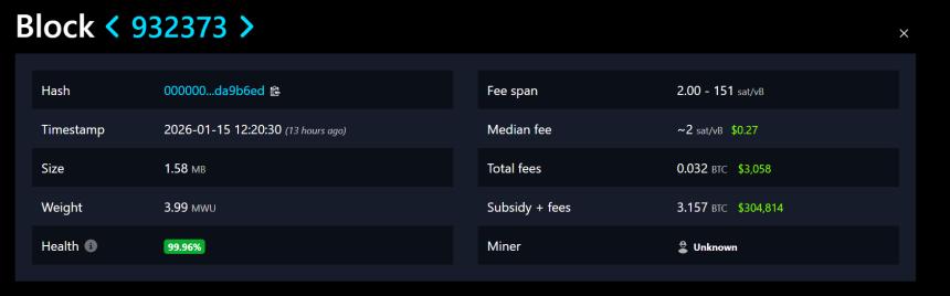  单人比特币矿工罕见地赢得区块奖励，奖金高达 30 万美元 