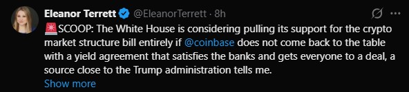 由于白宫与Coinbase发生冲突,《CLARITY法案》面临风险