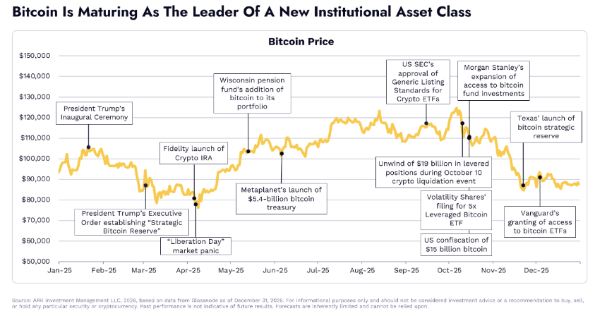 Ark Invest《Big Ideas 2026》加密篇：2030年BTC市值将上涨至16万亿美元