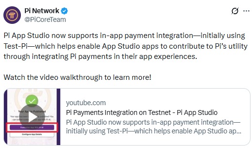 Pi App Studio Payments 上线测试阶段，提升 Pi 网络实用性