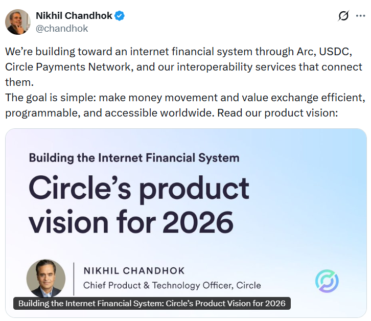 Circle计划构建“耐用型”基础设施以加速机构稳定币采用
