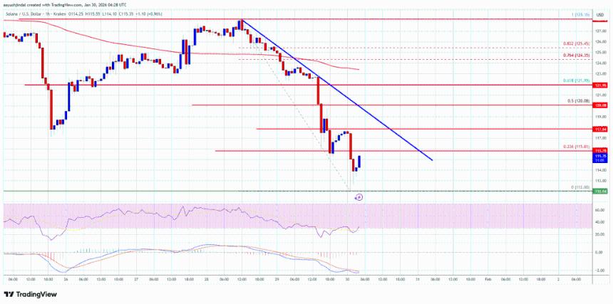 Solana (SOL) 价格跌破 112 美元，关键支撑位或成未来走势分水岭