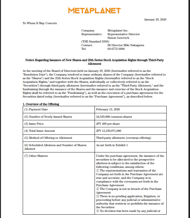 Metaplanet完成1.37亿美元海外融资,加速推进比特币战略